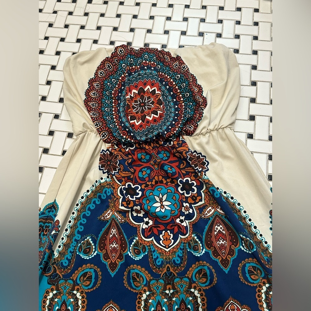 BONGO Blue Strapless Sundress Resort Wear - Picture 2 of 6